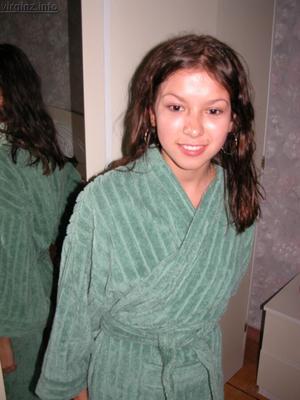 Anya takes off her Bathrobe and Poses