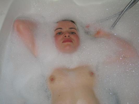 Hairy wife in the bath