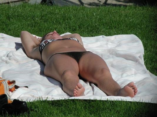 Hairy Woman Sunbathing