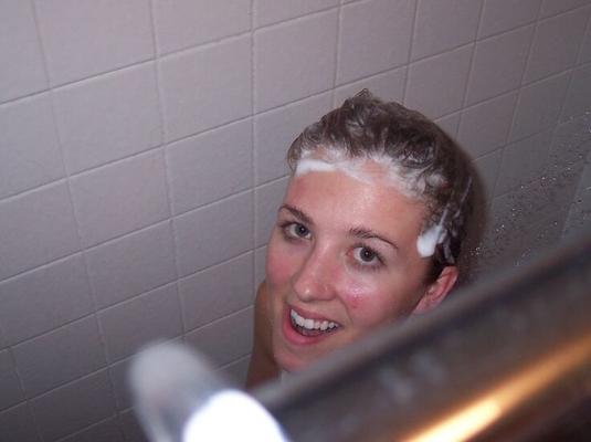 My favorite brunette...showering