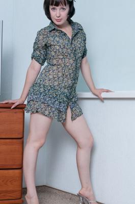 Candy S - Flower Dress :: Brunette Teen Hairy Upskirt