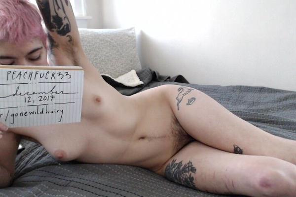 r/gonewildhairy girl with hairy pussy, armpits and legs
