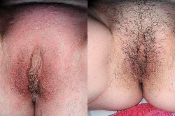 Wife before and after shaving
