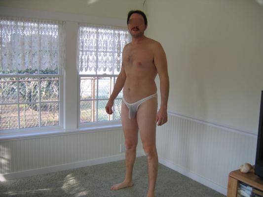 Hairy white sheer breifs