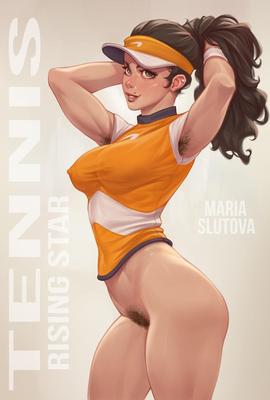 Bottomless tennis babe Maria slutova shemale / female hairy bush